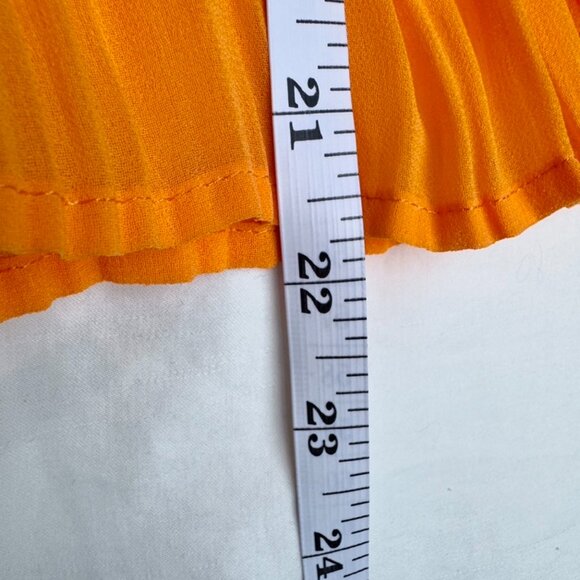 RW&Co Orange & Peach Pleated Chiffon Midi Skirt - Picture 10 of 10